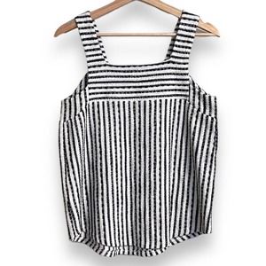 Lucky Brand Navy Blue and White Striped Terrycloth Tank Women's Size S